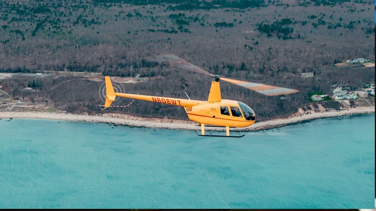Helicopter charter service aerial view