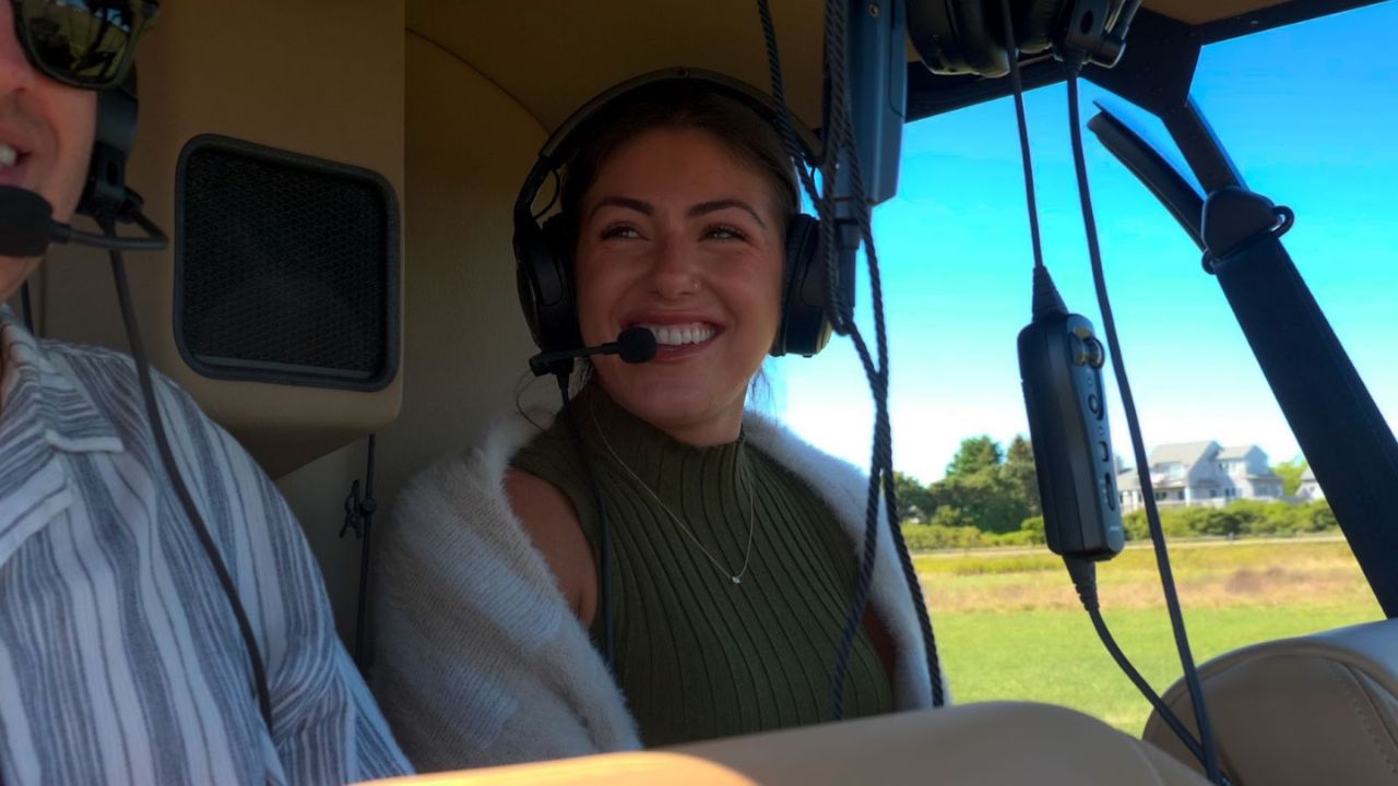 Couple boarding a charter service for takeoff, beginning their private travel experience