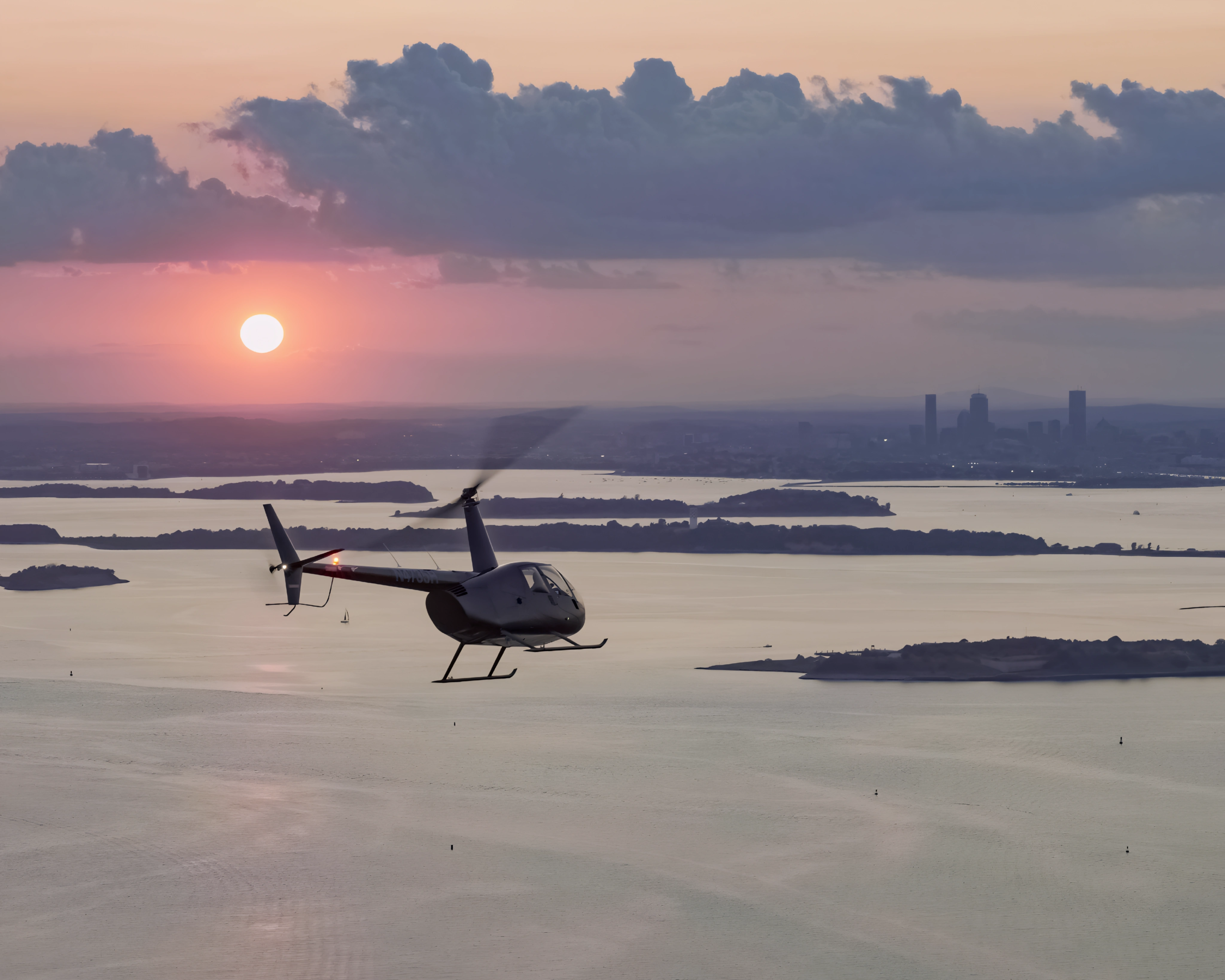 Helicopter charter with panoramic views of the coastline below.
